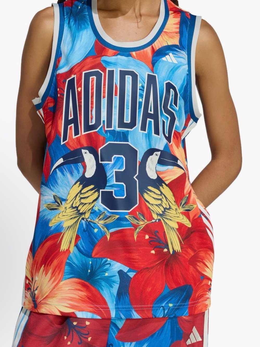 Adidas x Farm Rio Floral Mesh Jersey Tank Top Size S
